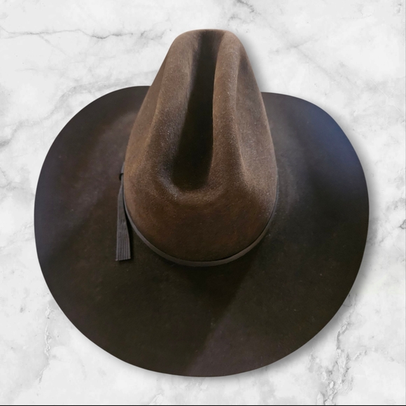 Stetson Stallion F0400 King Cowboy Hat 7-1/8 Chocolate 400 Brim Vintage USA - Picture 7 of 16